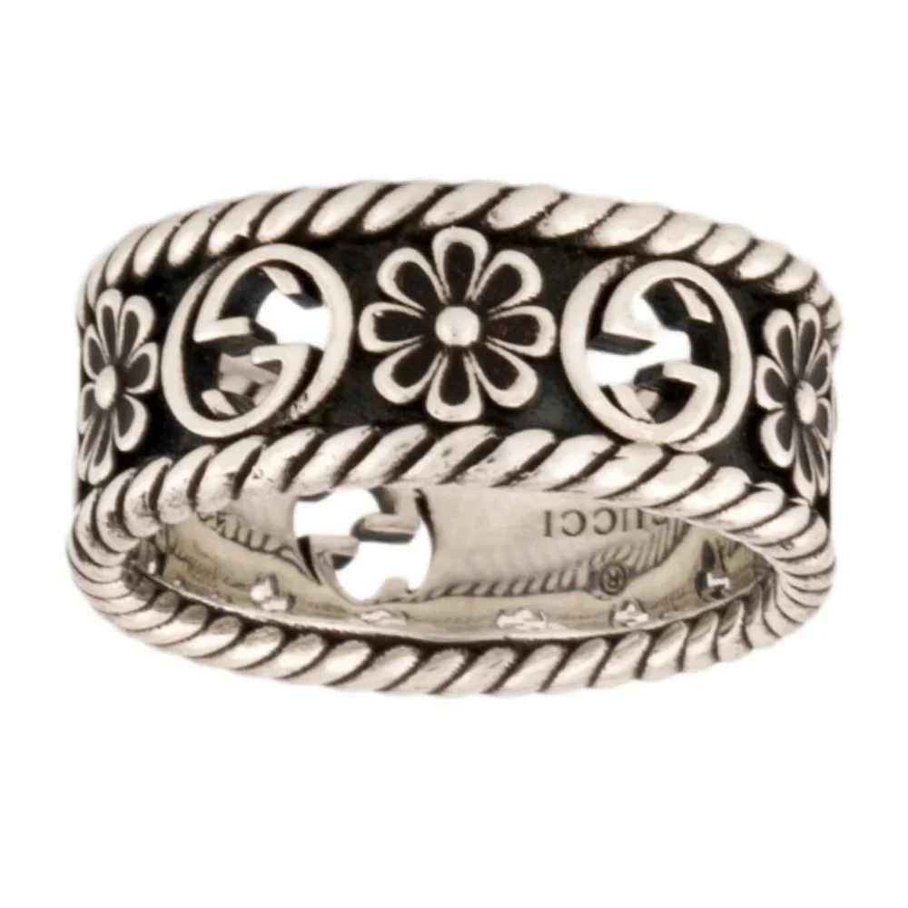 GUCCI STERLING SILVER 925 MADE IN ITALY INTERLOCKING G BAND RING - Picture 3 of 8